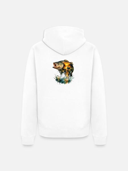 Riesiges Aquarell Sonnenuntergangsangeln - Unisex Premium Bio Zip Hoodie - Weiß