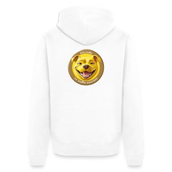 Stafficone Badge simulé souriant - 053c - Veste à capuche bio Premium Unisexe - blanc - Dos - Thijin (182cm)
