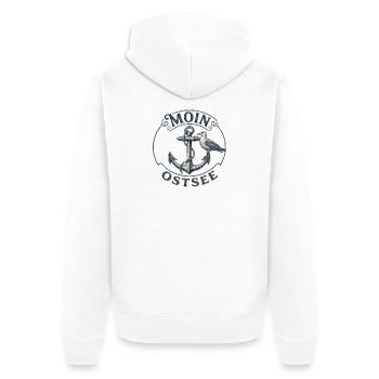 Ostsee Anker mit Möwe Vintage - Unisex Premium Bio Zip Hoodie - Weiß - Hinten - Thijin (182cm)