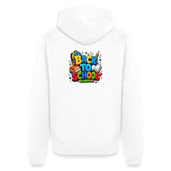 Bunte Schulanfangsmaterialien - Unisex Premium Bio Zip Hoodie - Weiß - Hinten - Thijin (182cm)