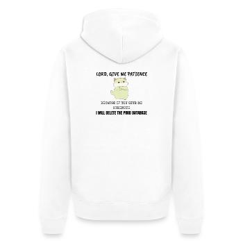 Seigneur, donne-moi de la patience Base de données de production IT Chat Shirt - Veste à capuche bio Premium Unisexe - blanc - Dos - Thijin (182cm)