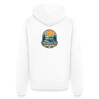 Familienreise 2026 Camper Vintage - Unisex Premium Bio Zip Hoodie - Weiß - Hinten - Thijin (182cm)