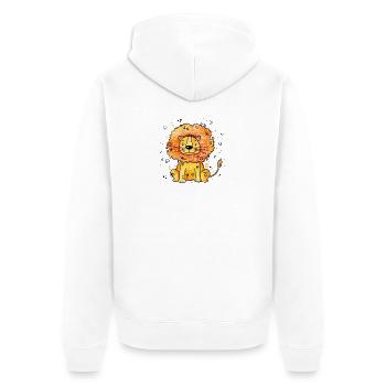 Lion gribouillé à la fourrure orange - Veste à capuche bio Premium Unisexe - blanc - Dos - Thijin (182cm)