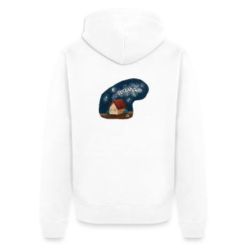 Gutenacht Hauszauber - Unisex Premium Bio Zip Hoodie - Weiß - Hinten - Thijin (182cm)