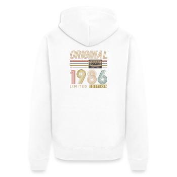 40e anniversaire, 40 ans - Veste à capuche bio Premium Unisexe - blanc - Dos - Thijin (182cm)