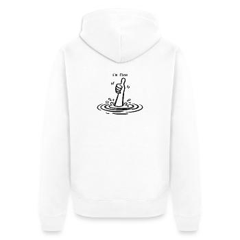 Mir geht's gut, lustiges Ertrinken Daumen hoch, dunkler Humor-Tee - Unisex Premium Bio Zip Hoodie - Weiß - Hinten - Thijin (182cm)