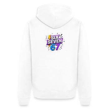 Six Seven 67 - Unisex Premium Bio Zip Hoodie - Weiß - Hinten - Thijin (182cm)