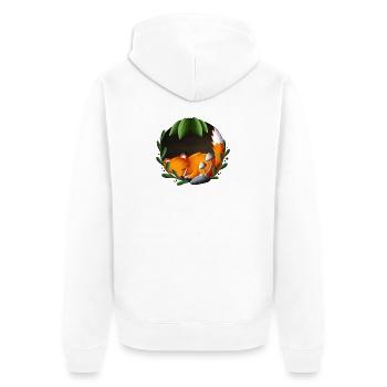 Renard endormi dans le cercle vert - Veste à capuche bio Premium Unisexe - blanc - Dos - Thijin (182cm)