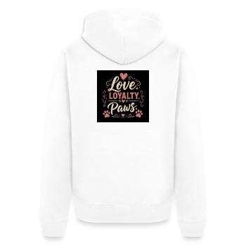 Amour, Loyauté, Pattes, Motif d’amour animal - Veste à capuche bio Premium Unisexe - blanc - Dos - Thijin (182cm)