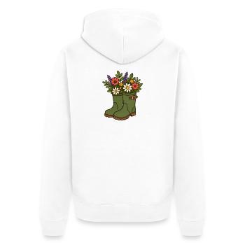 Fleurs dans des bottes en caoutchouc - Veste à capuche bio Premium Unisexe - blanc - Dos - Thijin (182cm)