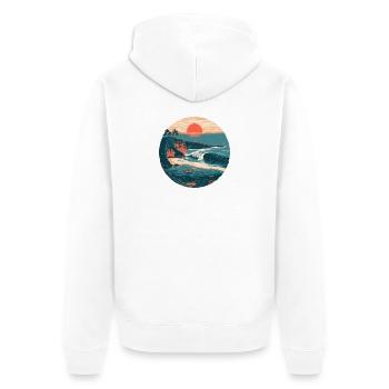 Sunset Coast Retro - Unisex Premium Organic Zip Hoodie - white - Back - Thijin (182cm)