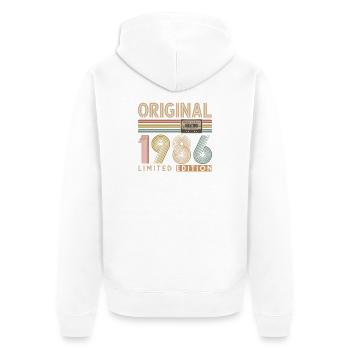 40e anniversaire, 40 ans - Veste à capuche bio Premium Unisexe - blanc - Dos - Thijin (182cm)