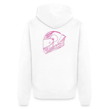 Casque rose néon - Visière - Veste à capuche bio Premium Unisexe - blanc - Dos - Thijin (182cm)