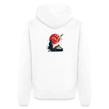Samouraïs sous la Lune Cramoisie - Veste à capuche bio Premium Unisexe - blanc - Dos - Thijin (182cm)