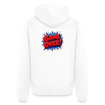 Comic Pop Art Game Over Statement - Unisex Premium Organic Zip Hoodie - white - Back - Thijin (182cm)