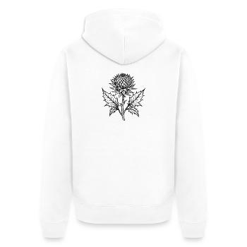 Thistle Bloom - Unisex Premium Organic Zip Hoodie - white - Back - Thijin (182cm)
