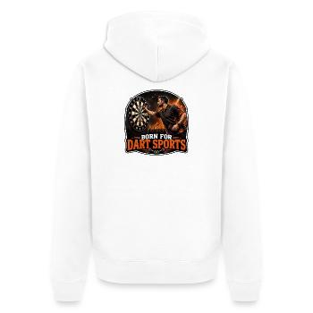 Né pour les fléchettes - Veste à capuche bio Premium Unisexe - blanc - Dos - Thijin (182cm)