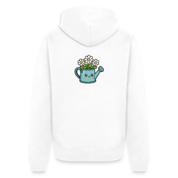 Dessin animé de canne d’arrosage fleuri - Veste à capuche bio Premium Unisexe - blanc - Dos - Thijin (182cm)