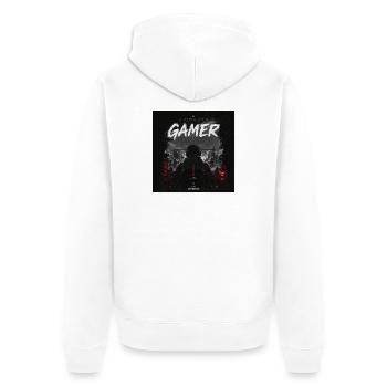 66059ea9-a9ff-4cad-98c7-b7805507dffe - Unisex Premium Bio Zip Hoodie - Weiß - Hinten - Thijin (182cm)