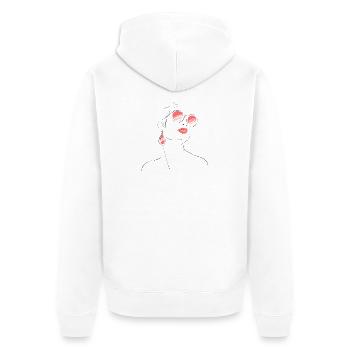 Croquis de lunettes de soleil de femme élégante - Veste à capuche bio Premium Unisexe - blanc - Dos - Thijin (182cm)