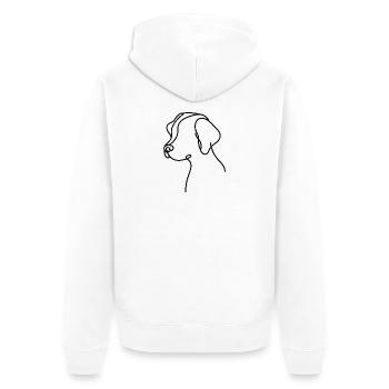 Hund mit Schlappohren Skizze – süßes Tiermotiv - Unisex Premium Bio Zip Hoodie - Weiß - Hinten - Thijin (182cm)