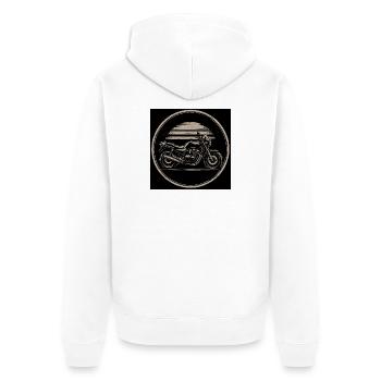 Vintage Motorcycle Circle Emblem - Unisex Premium Organic Zip Hoodie - white - Back - Thijin (182cm)