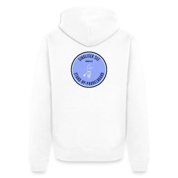 Singliser See Stand-Up-Paddleboard - Unisex Premium Bio Zip Hoodie - Weiß - Hinten - Thijin (182cm)