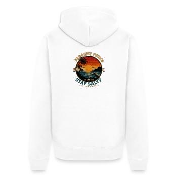 Stay Salty - Paradise Found Retro - Unisex Premium Bio Zip Hoodie - Weiß - Hinten - Thijin (182cm)