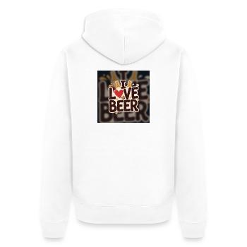 I Love Beer Heart Logo - Unisex Premium Organic Zip Hoodie - white - Back - Thijin (182cm)