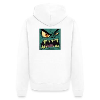 Wütendes Monster Gesicht – Cartoon Vektor Grafik - Unisex Premium Bio Zip Hoodie - Weiß - Hinten - Thijin (182cm)