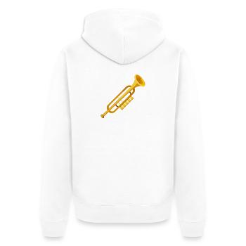 Posaune - Unisex Premium Bio Zip Hoodie - Weiß - Hinten - Thijin (182cm)
