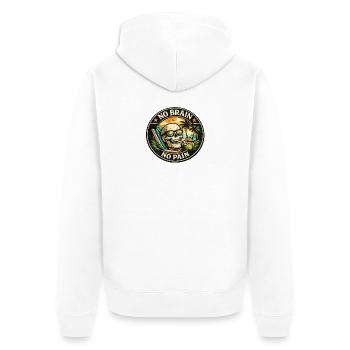 Strandskull No Brain No Pain - Unisex Premium Bio Zip Hoodie - Weiß - Hinten - Thijin (182cm)