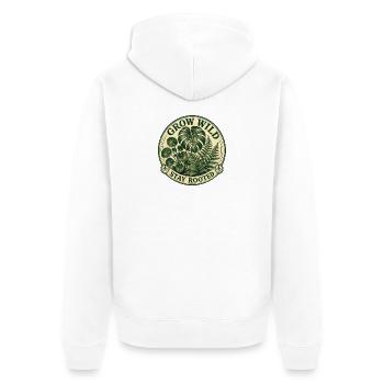 Grow Wild – Vintage Monstera Pilea Badge - Unisex Premium Bio Zip Hoodie - Weiß - Hinten - Thijin (182cm)