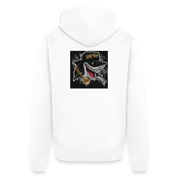 Shark SCARF'HEM Graffiti Streetwear - Unisex Premium Bio Zip Hoodie - Weiß - Hinten - Thijin (182cm)