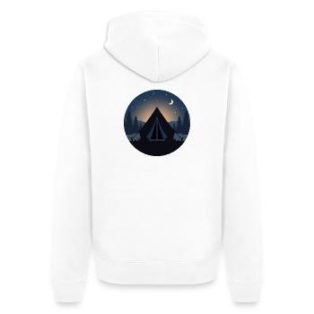 camping - Unisex Premium Bio Zip Hoodie - Weiß - Hinten - Thijin (182cm)