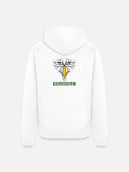 GUARDIAN - Stylisches Raubvogel - Design - Unisex Premium Bio Zip Hoodie - Weiß