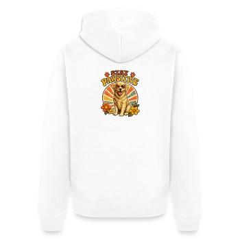 Stay Pawsitive Hund Retro Vibe - Unisex Premium Bio Zip Hoodie - Weiß - Hinten - Thijin (182cm)