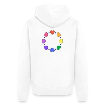 Bunter Herzkreis aus Herzen - Unisex Premium Bio Zip Hoodie - Weiß - Hinten - Thijin (182cm)