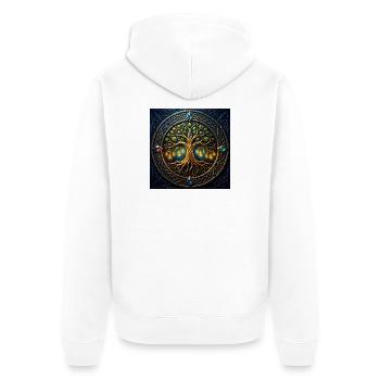 Mystic Tree mit Juwelen und Knoten - Unisex Premium Bio Zip Hoodie - Weiß - Hinten - Thijin (182cm)