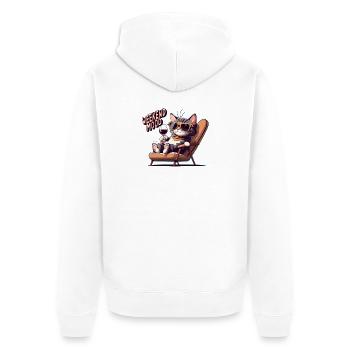 Süßes Katzen-Wochenend-Stimmungs-Katzenliebhaber-Shirt - Unisex Premium Bio Zip Hoodie - Weiß - Hinten - Thijin (182cm)