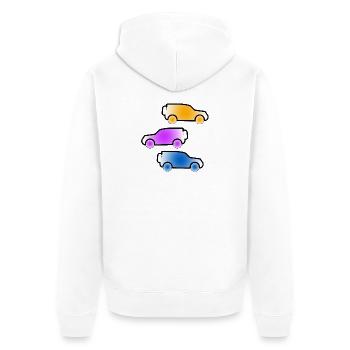 automobiles - Unisex Premium Organic Zip Hoodie - white - Back - Thijin (182cm)