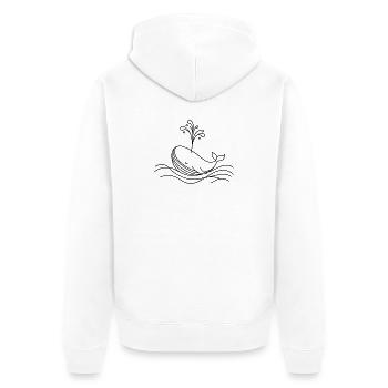 Wal One Line Wasserfontäne Meeresmotiv - Unisex Premium Bio Zip Hoodie - Weiß - Hinten - Thijin (182cm)