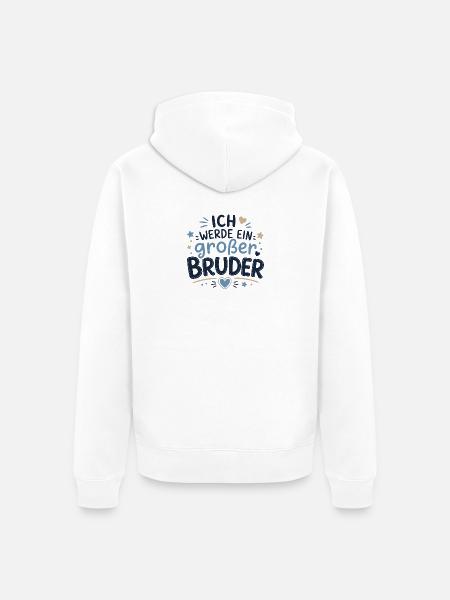 Ich werde ein großer Bruder - Unisex Premium Bio Zip Hoodie - Weiß