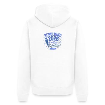 Schulbeginn 2026 Erstklasse - Unisex Premium Bio Zip Hoodie - Weiß - Hinten - Thijin (182cm)