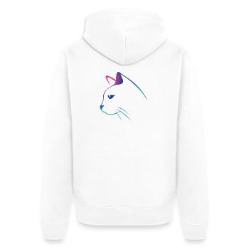 Cat-Line-Zeichnungsgradient - Unisex Premium Bio Zip Hoodie - Weiß - Hinten - Thijin (182cm)