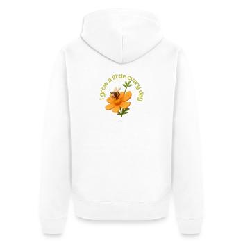 I grow a little every day - Unisex Premium Bio Zip Hoodie - Weiß - Hinten - Thijin (182cm)