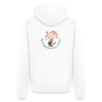 My imagination has no limits - Unisex Premium Bio Zip Hoodie - Weiß - Hinten - Thijin (182cm)