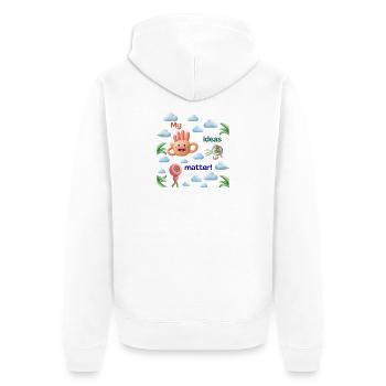 My ideas matter - Unisex Premium Bio Zip Hoodie - Weiß - Hinten - Thijin (182cm)
