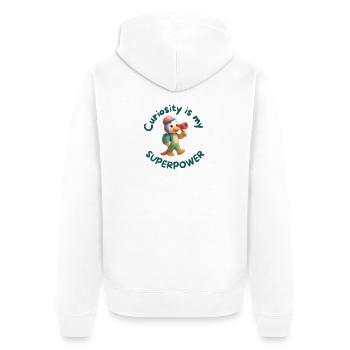 Curiosity is my Superpower - Unisex Premium Organic Zip Hoodie - white - Back - Thijin (182cm)