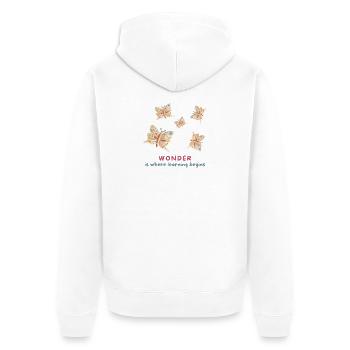 Wonder is where learning begins - Unisex Premium Organic Zip Hoodie - white - Back - Thijin (182cm)